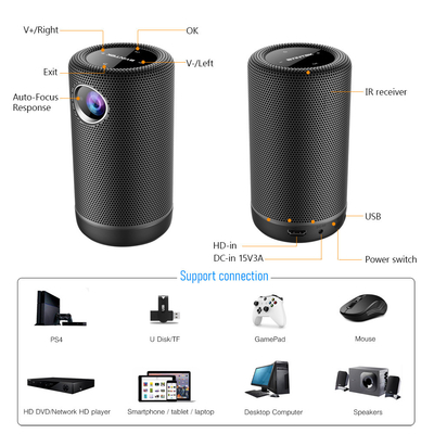 4K Android 9 Radioapparat des Projektor-LED Mini-DLP-Projektoren mit HIFIsprecher-Modus